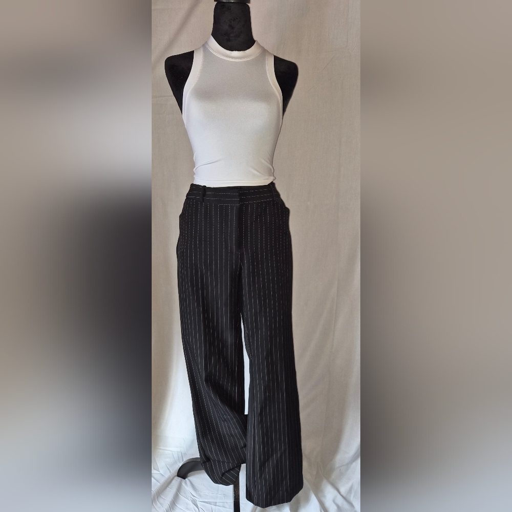 Liz Claiborne Black Pinstripe Career Trousers Dress Pants Sz 8
